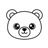 無料でダウンロードできるくまの顔の塗り絵イラスト｜白黒・太線・背景透過のフリー画像素材