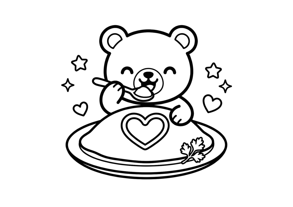 無料でダウンロードできるくまの塗り絵画像｜白黒・太線・背景透過のフリー画像素材