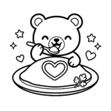 【無料】くま×オムライスの塗り絵イラスト｜ダウンロードできるフリー画像素材