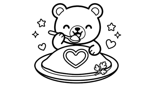 【無料】くま×オムライスの塗り絵イラスト｜ダウンロードできるフリー画像素材