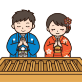 初詣の無料ダウンロードできる塗り絵イラスト｜白黒・フリー画像素材・背景透過