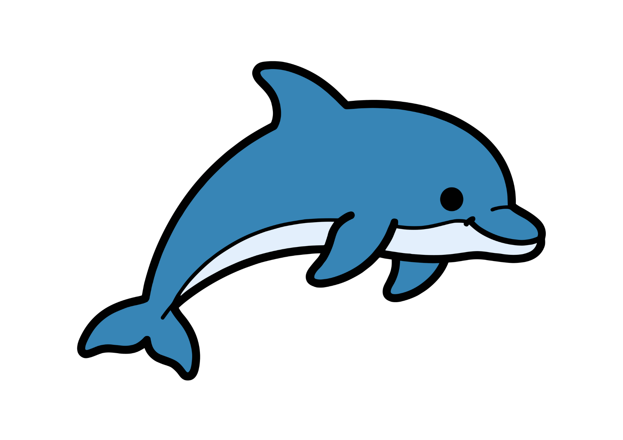 イルカの見本塗り絵イラスト｜無料ダウンロードできる動物のフリー画像素材（背景透過）