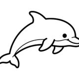 イルカの塗り絵画像｜無料ダウンロードできる白黒イラストのフリー画像素材（背景透過）