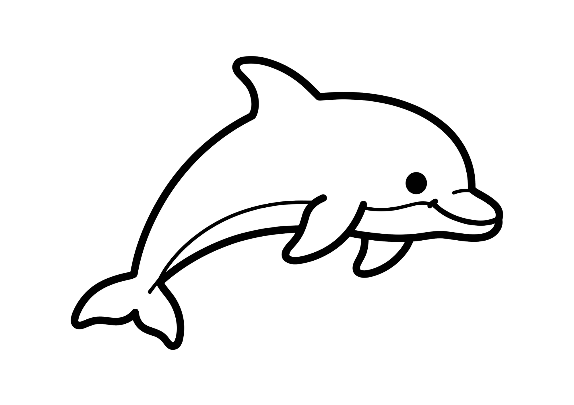 イルカの塗り絵画像｜無料ダウンロードできる白黒イラストのフリー画像素材（背景透過）