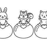 秋にぴったり！柿と動物の塗り絵イラスト無料ダウンロード｜幼児向け素材