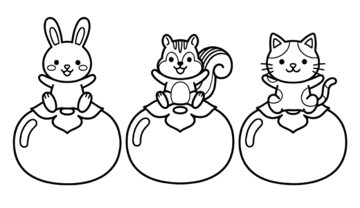 秋にぴったり！柿と動物の塗り絵イラスト無料ダウンロード｜幼児向け素材