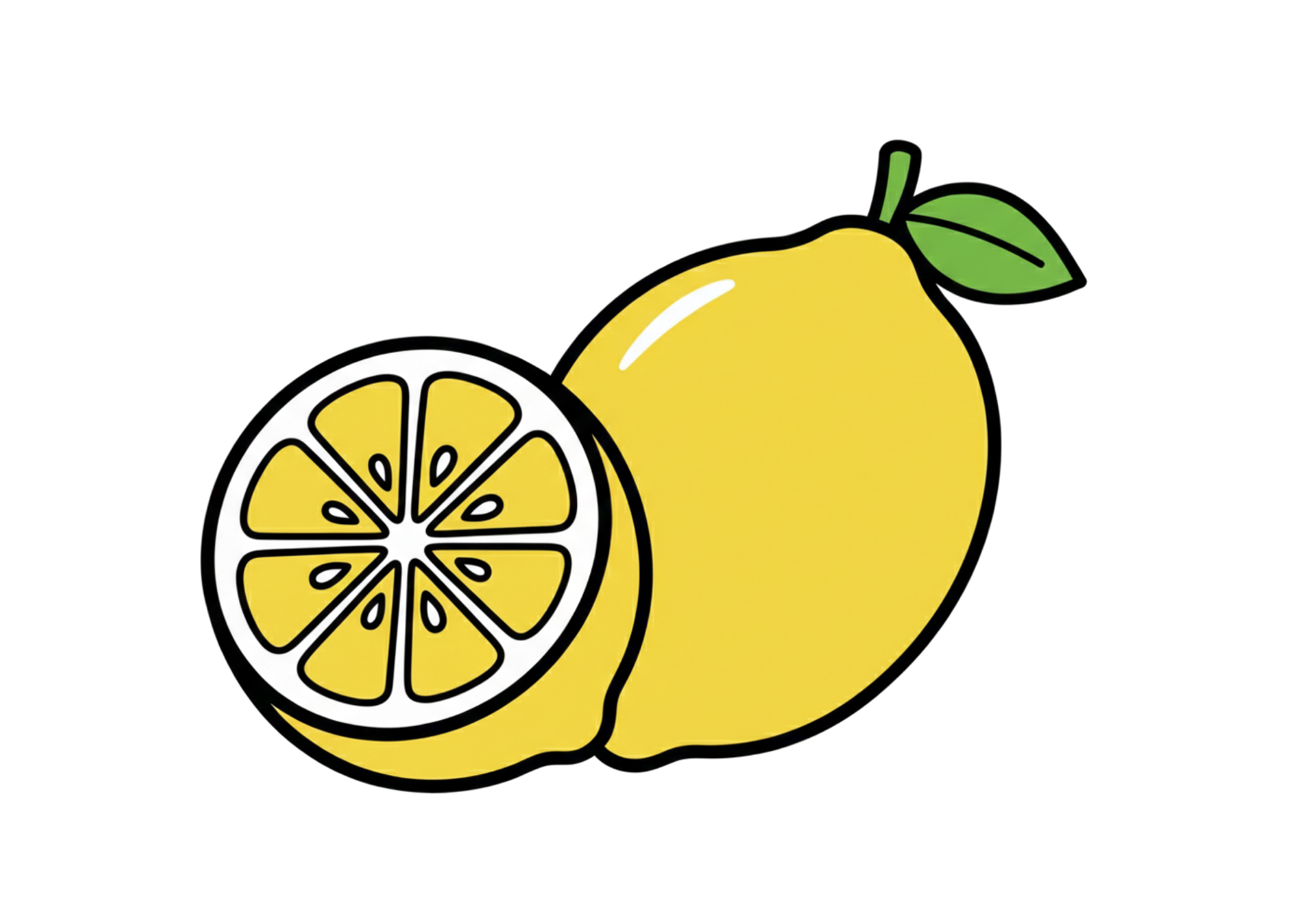 レモンと輪切りの見本イラスト｜無料 ダウンロード イラスト フリー画像 素材 背景透過