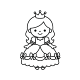 簡単でかわいいプリンセスの塗り絵イラスト｜無料ダウンロード｜幼児向けフリー画像素材
