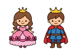 無料でダウンロードできる簡単プリンセスと王子の塗り絵イラスト｜白黒・フリー画像素材・背景透過