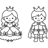 簡単でかわいいプリンセスと王子の塗り絵イラスト｜無料ダウンロードできるフリー画像素材