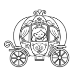 かわいいプリンセスの塗り絵イラスト無料｜かぼちゃの馬車フリー画像素材
