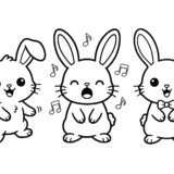 うさぎのダンスぬりえ｜無料ダウンロード 塗り絵イラスト フリー画像 素材（春）