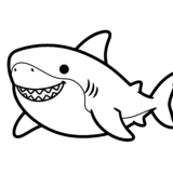 ホオジロザメの塗り絵イラスト【無料】幼児向け・海の生き物ぬりえ素材