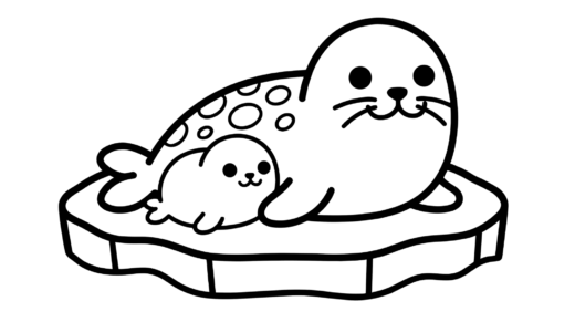 親子アザラシのぬりえイラスト｜無料ダウンロードできる塗り絵フリー画像素材