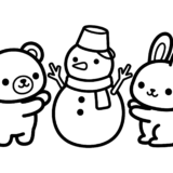 くま・うさぎ・雪だるまの塗り絵イラスト無料ダウンロード｜フリー画像素材