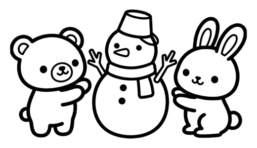 くま・うさぎ・雪だるまの塗り絵イラスト無料ダウンロード｜フリー画像素材