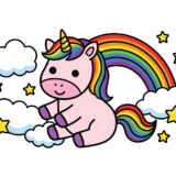 ユニコーンの塗り絵イラスト無料配布｜幼児向け・虹と雲のフリー画像素材