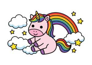 ユニコーンの塗り絵画像｜無料ダウンロードできる白黒イラストのフリー画像素材