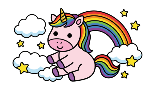 ユニコーンの塗り絵画像｜無料ダウンロードできる白黒イラストのフリー画像素材