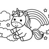 ユニコーンの塗り絵画像｜無料ダウンロードできる白黒イラストのフリー画像素材