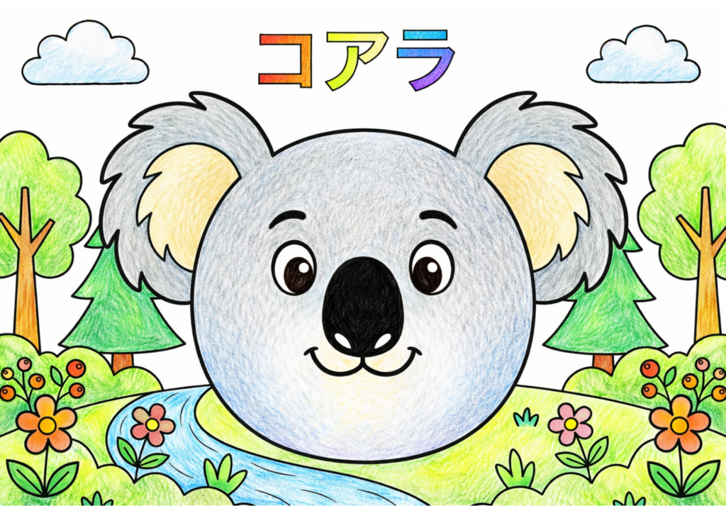 コアラの塗り絵 子供向け かわいい カラー見本