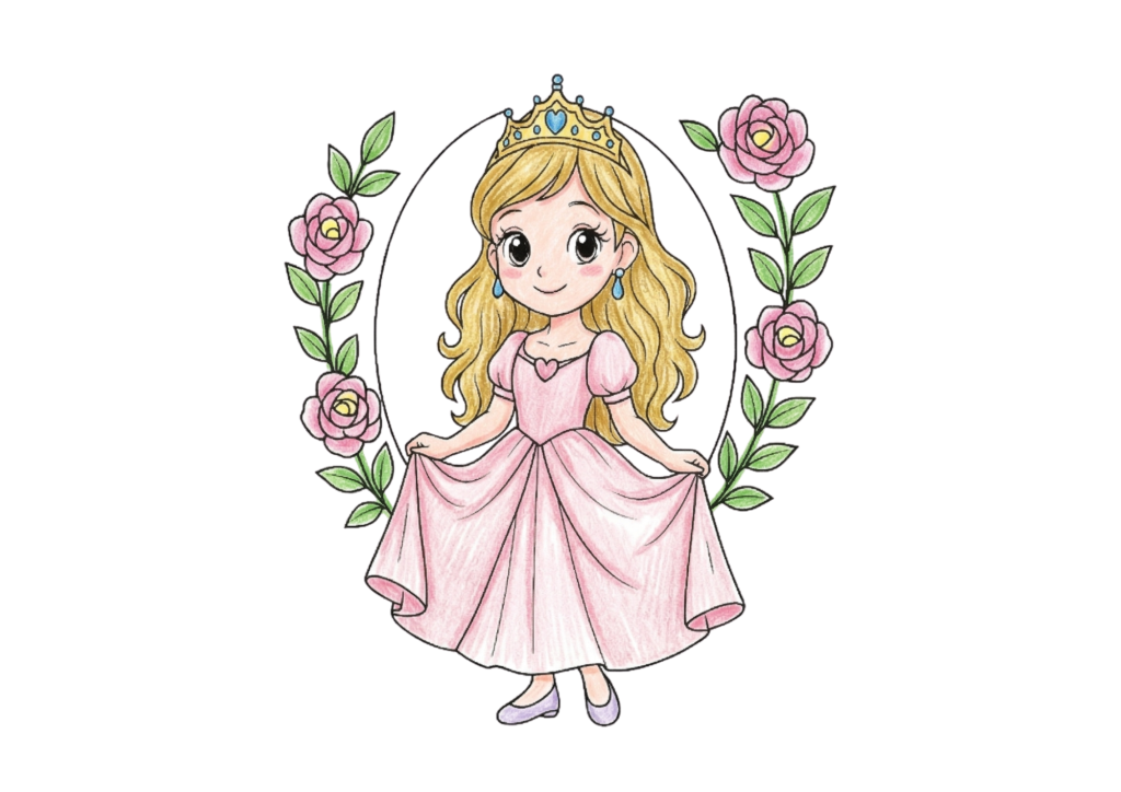 プリンセスの塗り絵 女の子向け カラー見本