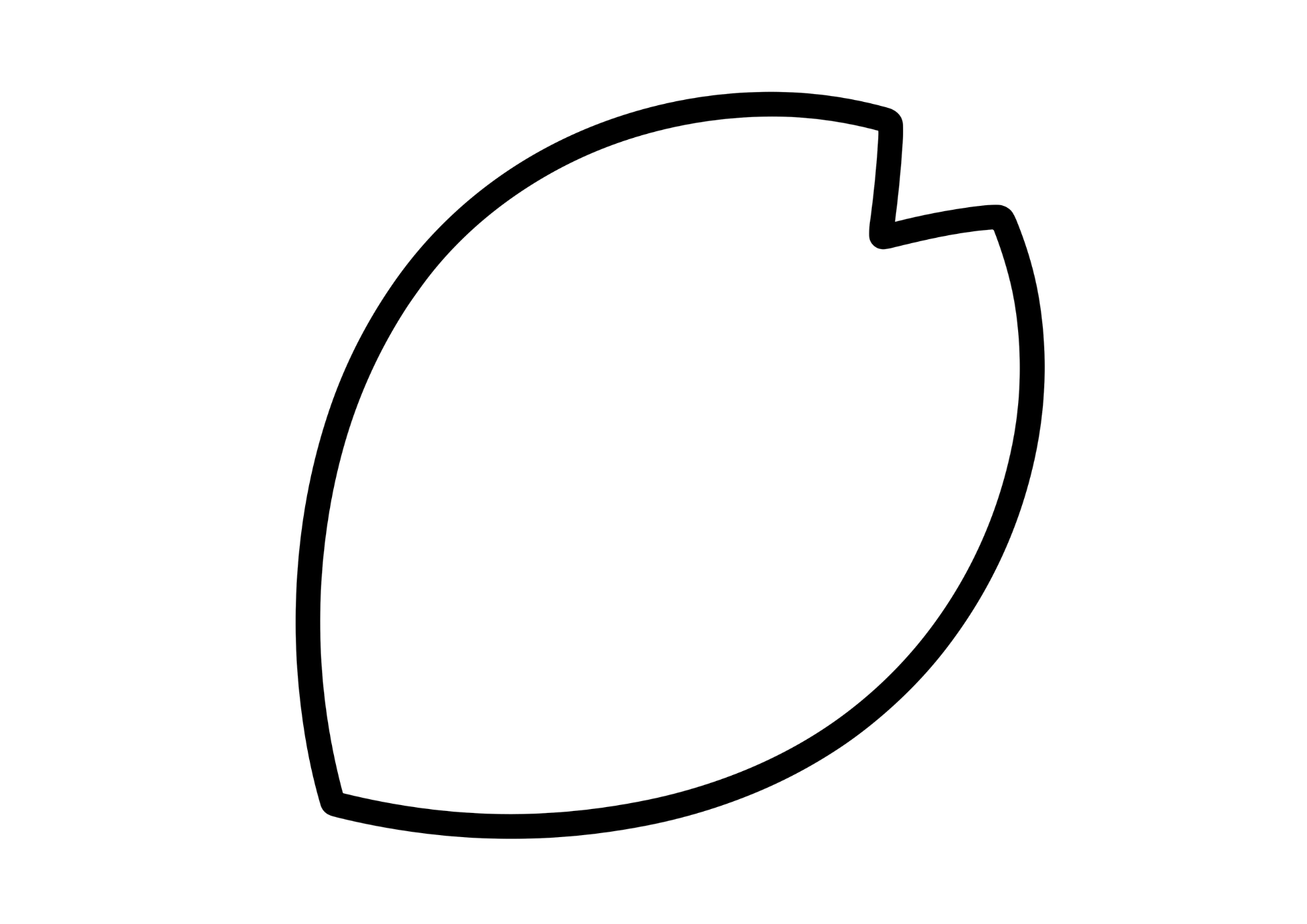 桜の花びらの塗り絵 白黒線画 シンプルな花びら1枚 子供向け