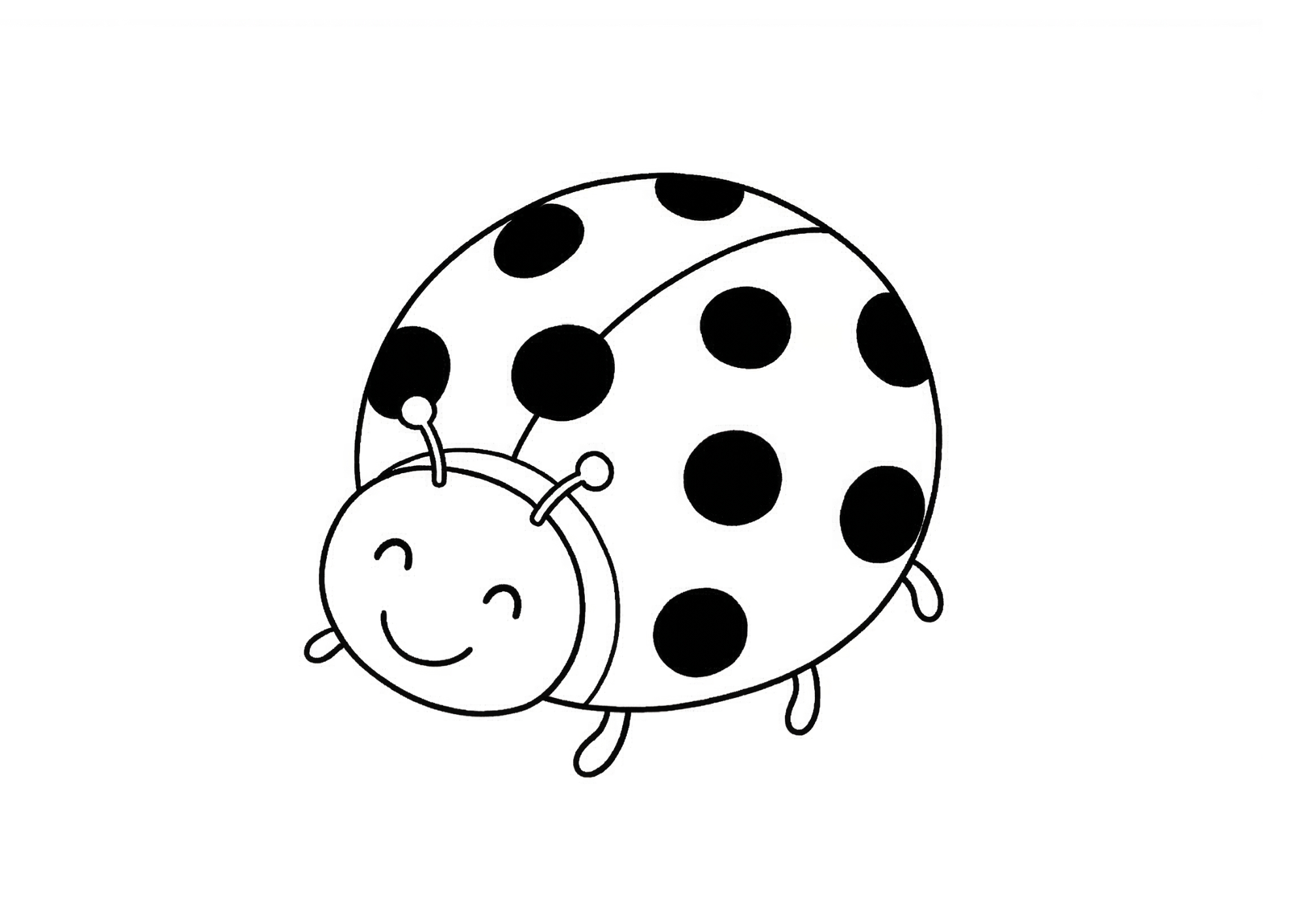 てんとう虫の塗り絵 白黒 無料印刷用