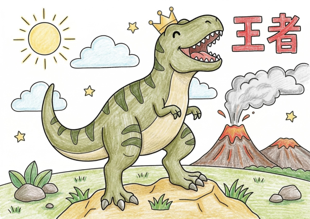 ティラノサウルスの塗り絵イラスト 白黒 無料ダウンロード 印刷用 恐竜 子供向け