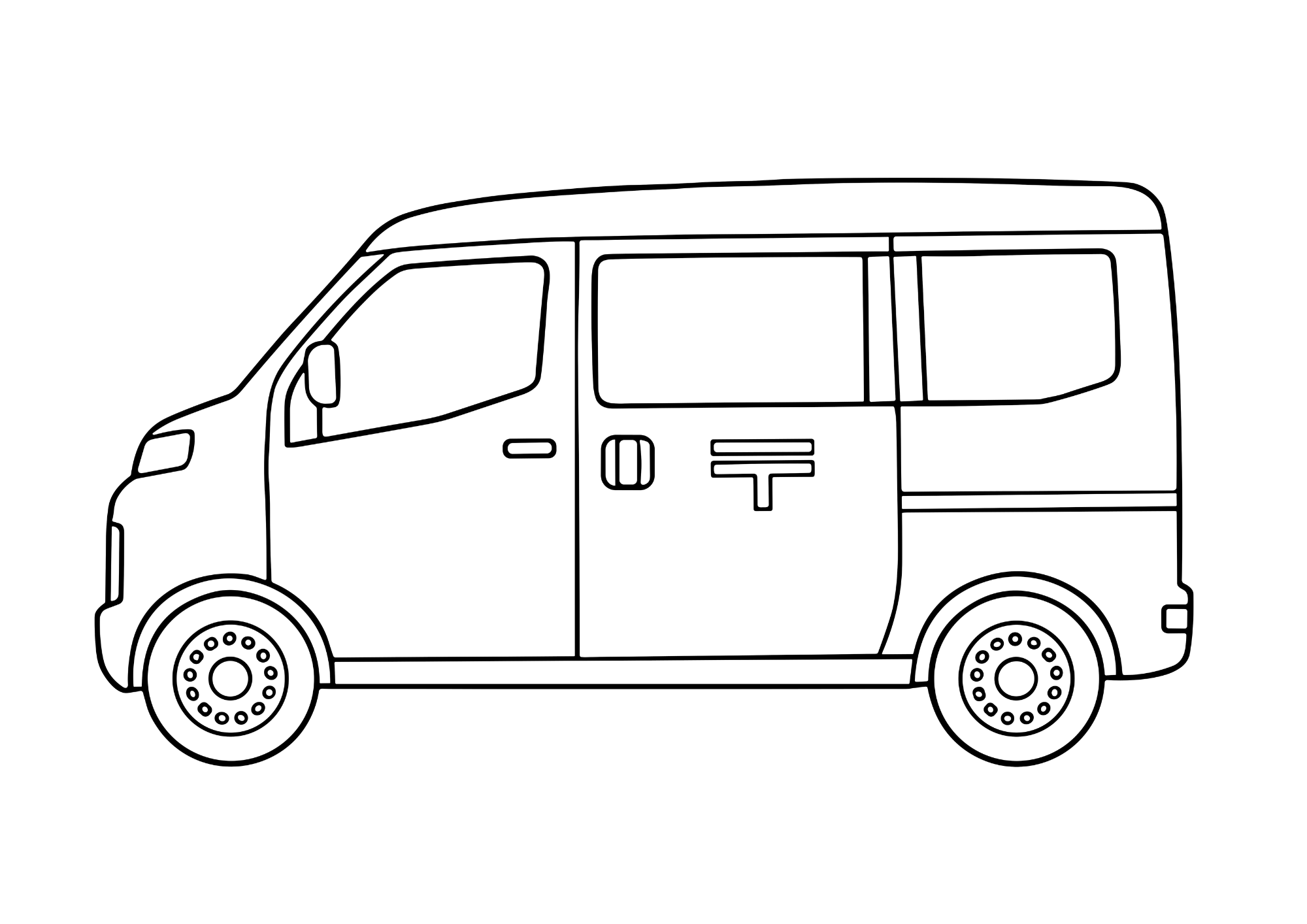 郵便車の塗り絵白黒、子供向け無料印刷
