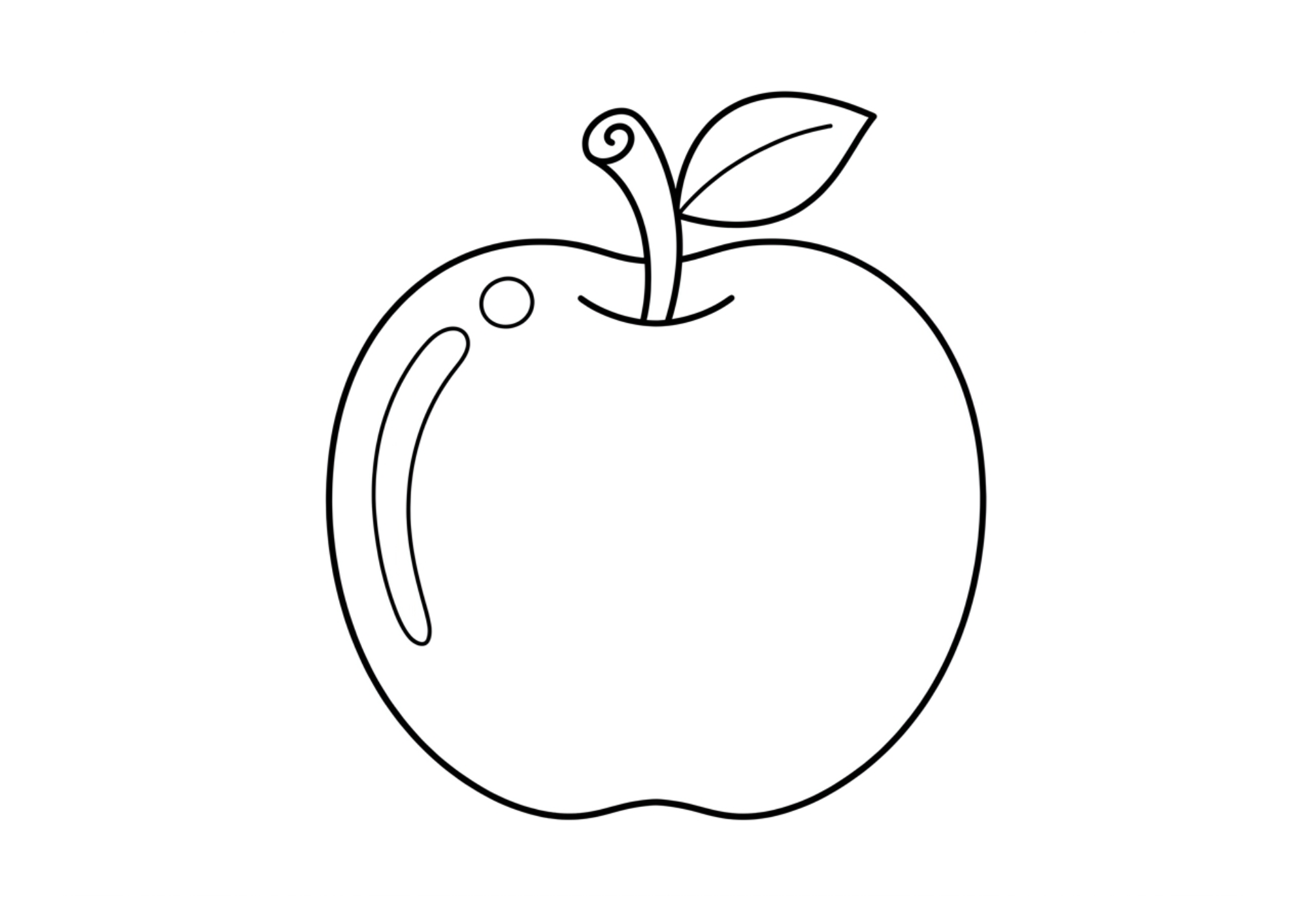 りんごの塗り絵白黒、子供向け無料印刷