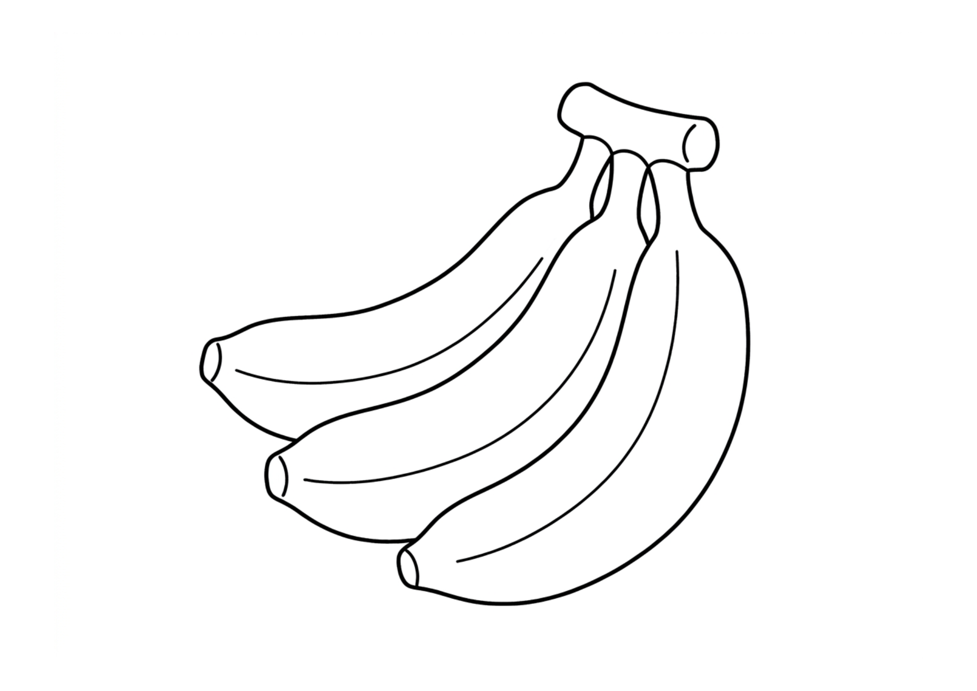 バナナの塗り絵白黒、子供向け無料印刷