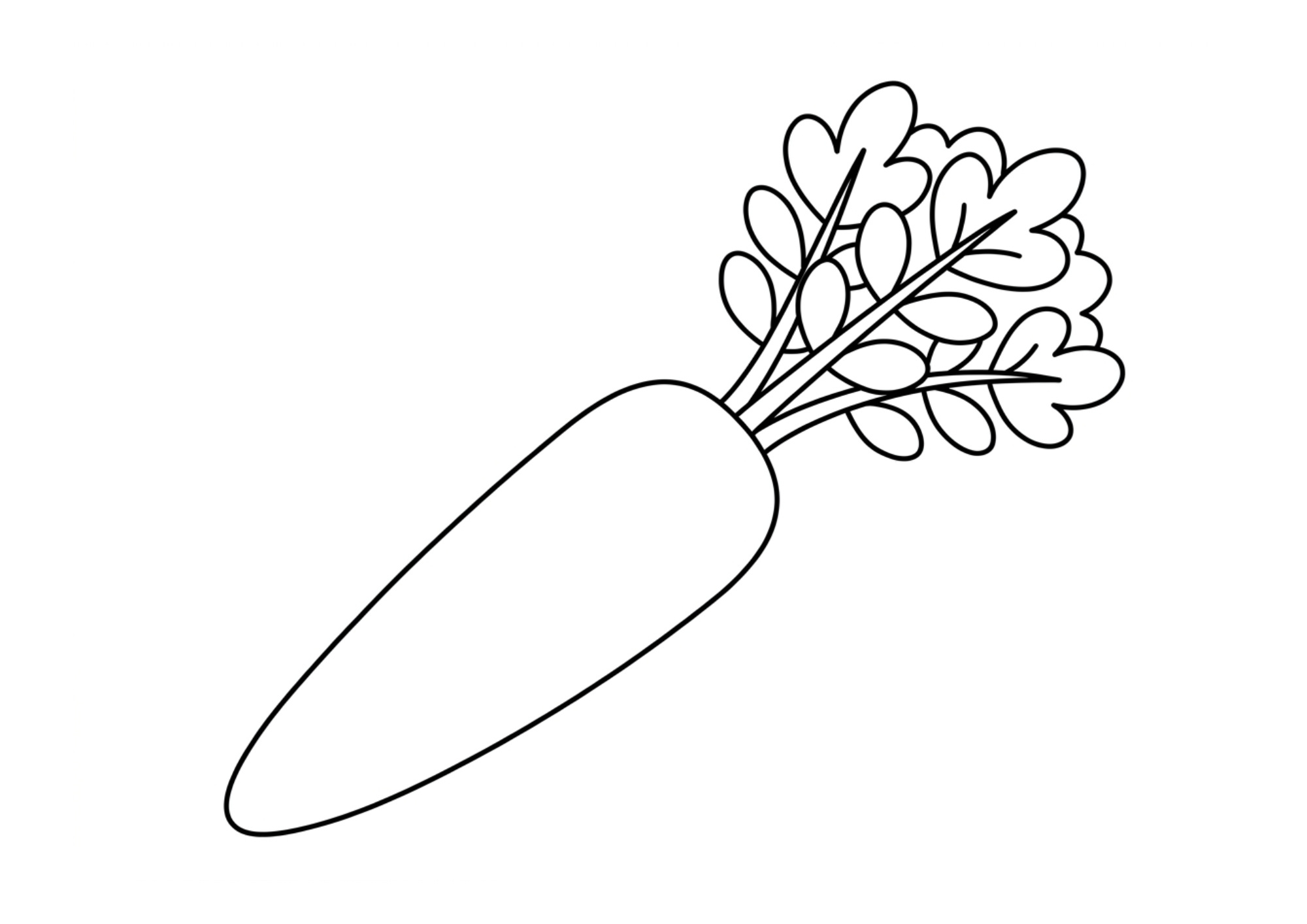 にんじんの塗り絵白黒、子供向け無料印刷