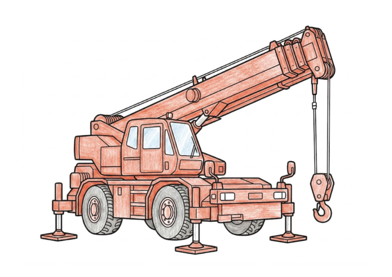 クレーン車の塗り絵｜無料ダウンロード・印刷OK【ぬりえキッズ】