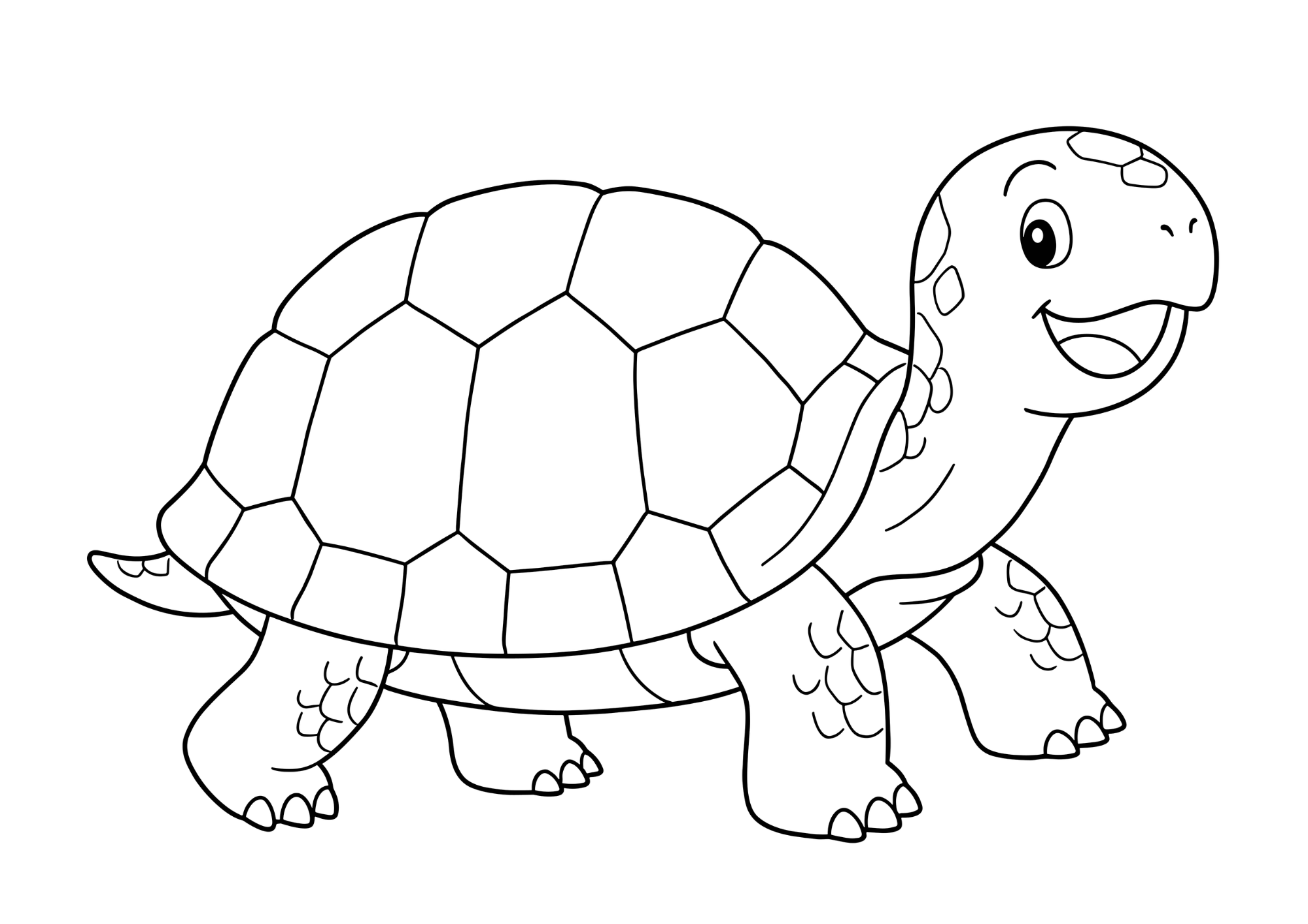 かめ（カメ）の塗り絵白黒、子供向け無料印刷