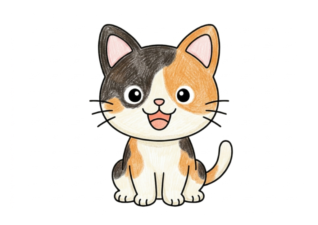 ねこの塗り絵白黒、子供向け無料印刷