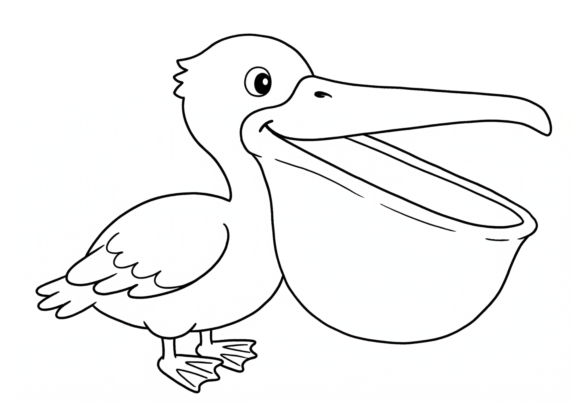 ペリカンの塗り絵白黒、子供向け無料印刷