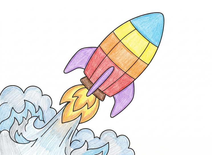 ロケットの塗り絵｜無料ダウンロード・印刷OK【ぬりえキッズ】