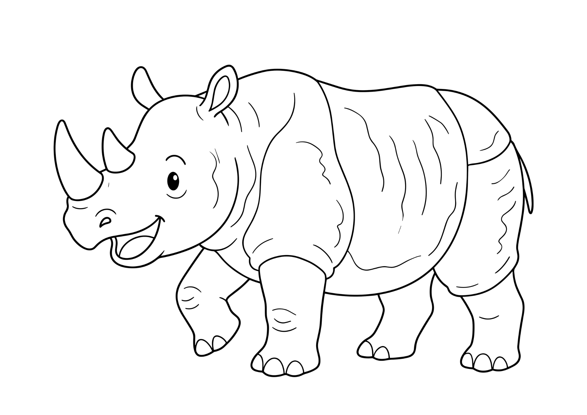 さい(サイ)の塗り絵白黒、子供向け無料印刷