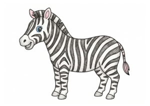 しまうまの塗り絵カラー見本、子供向け無料イラスト