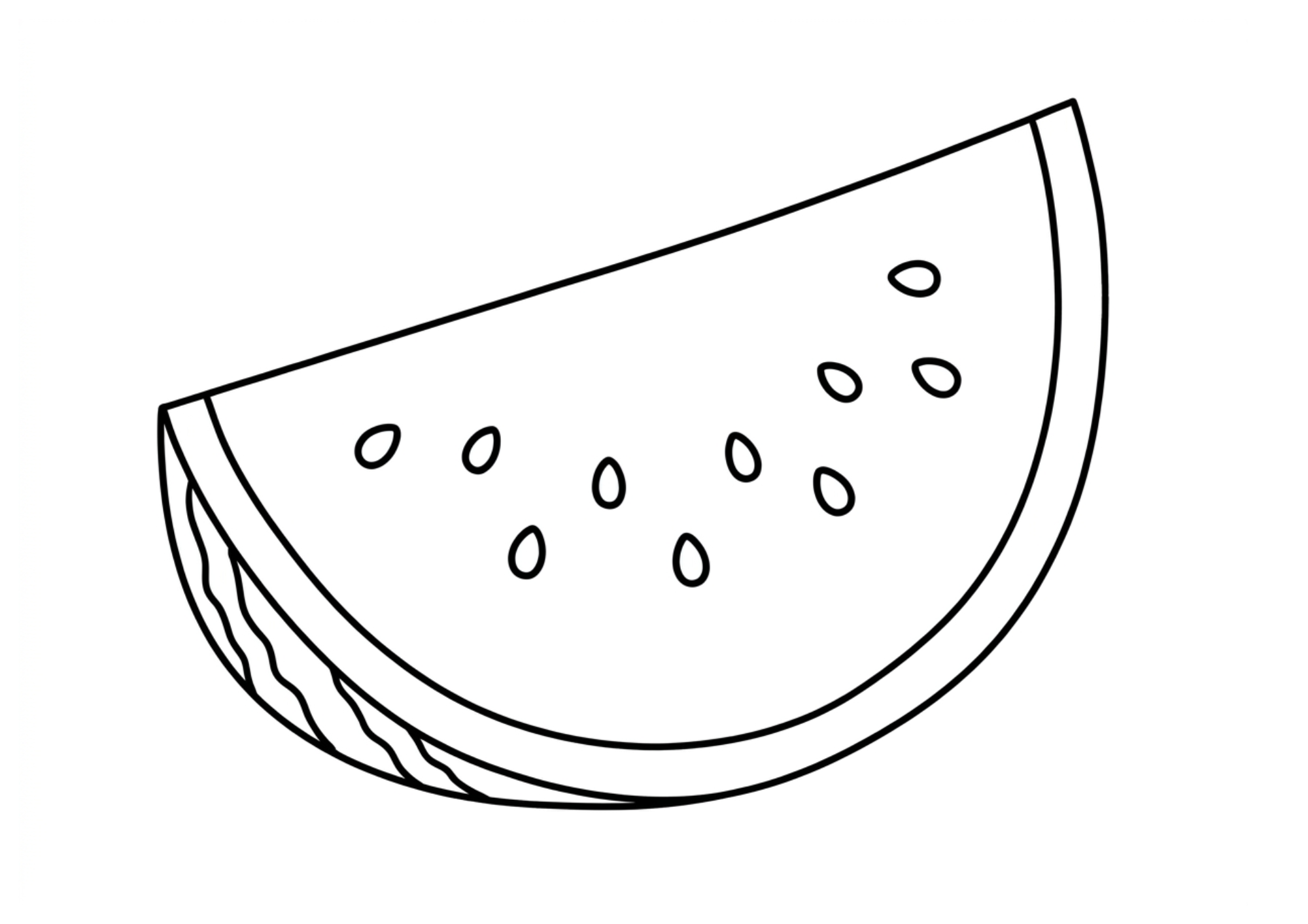 スイカの塗り絵白黒、子供向け無料印刷