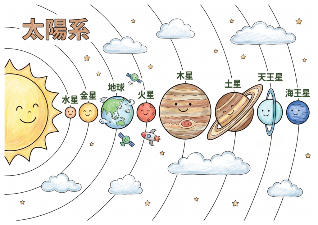 太陽系8惑星の塗り絵 カラー見本