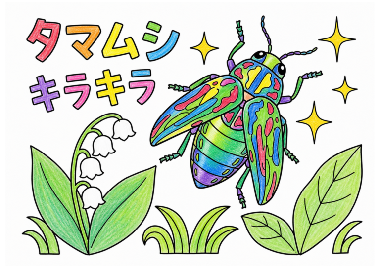 タマムシの塗り絵｜無料ダウンロード・印刷OK【ぬりえキッズ】