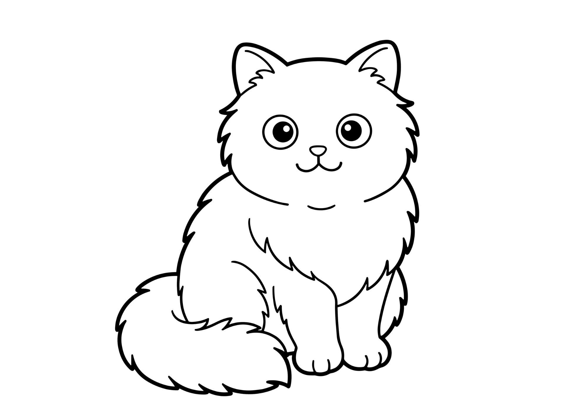 かわいい猫の塗り絵 白黒