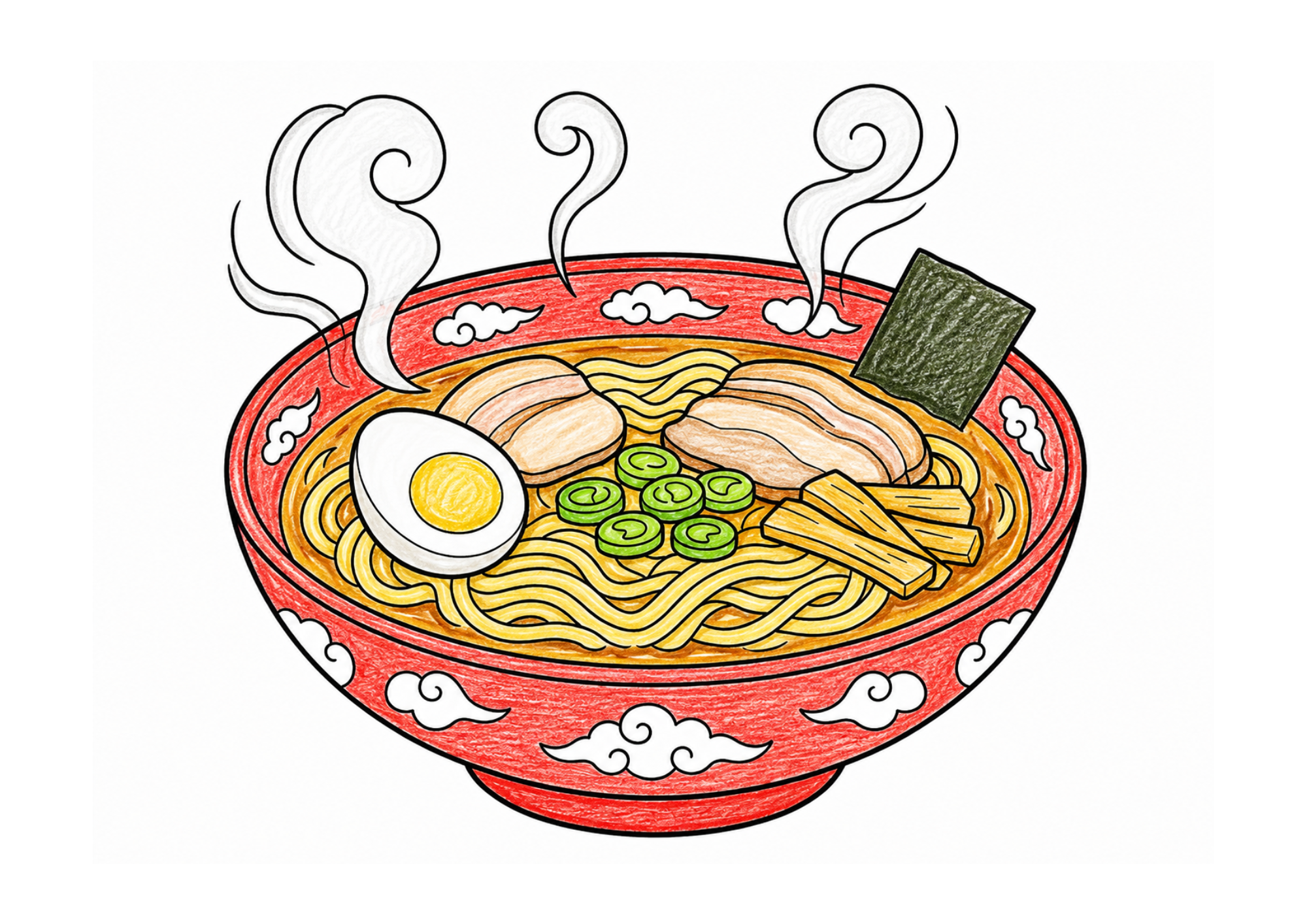 ラーメンの塗り絵 カラー見本