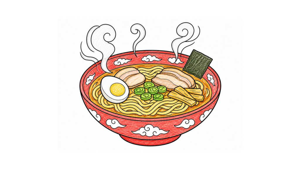 ラーメンの塗り絵 アイキャッチ