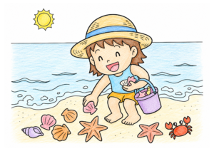 貝殻あつめの塗り絵 カラー見本