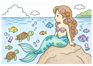 人魚姫の塗り絵 カラー見本